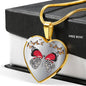 Butterfly Print Heart Pendant Luxury Necklace
