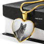 Cute German Shepherd Print Heart Charm Necklace