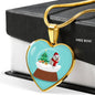 Maltese Dog Print Heart Pendant Christmas Special Luxury Necklace
