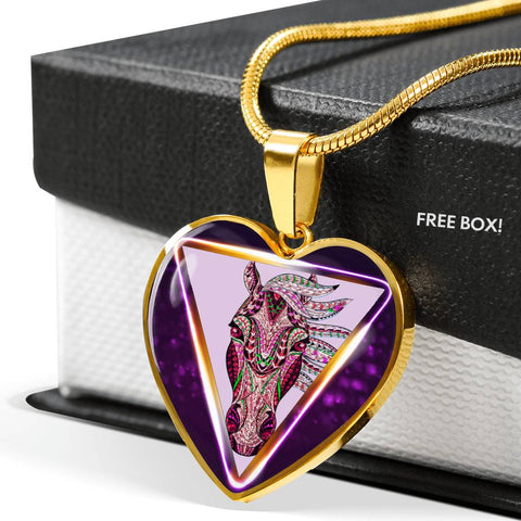 Horse Designer Art Print Heart Charm Necklaces