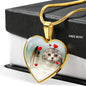 Scottish Fold Print Heart Pendant Luxury Necklace