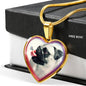 Cute Pug Dog Print Heart Charm Necklaces