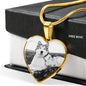 Alaskan Malamute Print Heart Charm Necklace