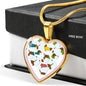 Dachshund Dog Art Print Heart Charm Necklaces