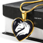 Friesian Horse Vector Art Print Heart Charm Necklaces
