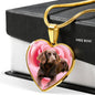 Boykin Spaniel Print Heart Pendant Luxury Necklace