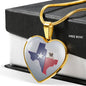 Pug Dog Texas Print Heart Pendant Luxury Necklace