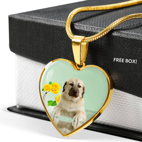 Anatolian Shepherd Dog Print Heart Pendant Luxury Necklace
