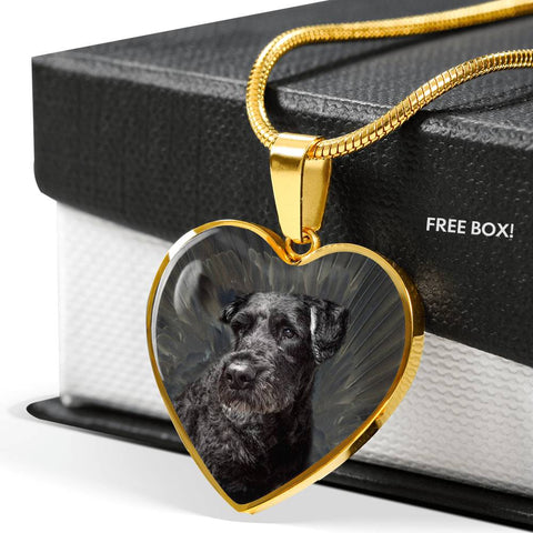 Bouvier des Flandres Print Heart Pendant Luxury Necklace