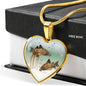 Corydoras Paleatus Fish Print Heart Charm Necklaces