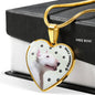 Bull Terrier Print Heart Pendant Luxury Necklace