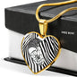 Black&White Snake Print Heart Pendant Luxury Necklace