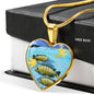 Afra Cichlid Print Heart Charm Necklace