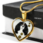 Cavalier King Charles Spaniel Dog Print Heart Charm Necklaces