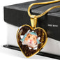 Syrian Hamster Print Heart Charm Necklaces