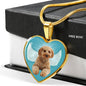 Cavapoo Dog Print Heart Pendant Luxury Necklace