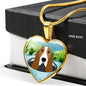 Basset Hound Dog Vector Print Heart Charm Necklaces