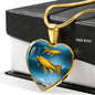 Butterfly Koi Fish Print Heart Charm Steel Bracelet