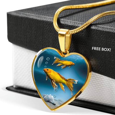 Butterfly Koi Fish Print Heart Charm Steel Bracelet