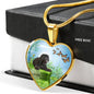 Barbet Dog Print Heart Pendant Luxury Necklace