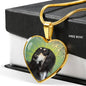 Saluki Dog Print Heart Pendant Luxury Necklace