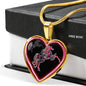 Horse Pink Art Print Heart Charm Necklaces