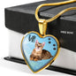 Toyger Cat Print Heart Charm Necklaces