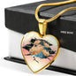 Golden Hamster Hanging Print Heart Charm Necklaces