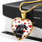 Cute Dachshund Print Heart Charm Necklace