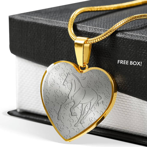 Thoroughbred Horse Print Heart Pendant Luxury Necklace