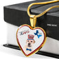 Labrador Retriever Texas Print Heart Pendant Luxury Necklace
