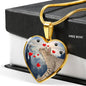 Cute Ocicat Print Heart Pendant Luxury Necklace