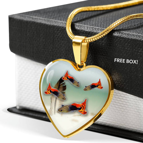 Lovely Common Molly Fish Heart Pendant Luxury Necklace