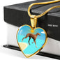 Azawakh Dog Print Heart Pendant Luxury Necklace