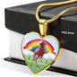 American Paint Horse Print Heart Pendant Luxury Necklace
