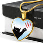 Cat Print Heart Pendant Luxury Necklace