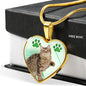 American Bobtail Print Heart Pendant Luxury Necklace