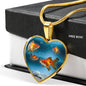 Common Goldfish Print Heart Charm Necklace