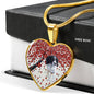 English Springer Spaniel Print Heart Pendant Luxury Necklace