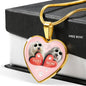 Old English Sheepdog Print Heart Pendant Luxury Necklace