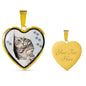 Charming Cat Art Print Heart Charm Necklaces