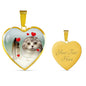 Scottish Fold Print Heart Pendant Luxury Necklace