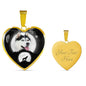 Amazing Siberian Husky Print Heart Pendant Luxury Necklace