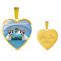 Cornish Rex Cat Print Heart Pendant Luxury Necklace