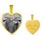African Grey Parrot Print Heart Pendant Luxury Necklace