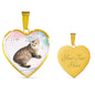 Manx Cat Print Heart Pendant Luxury Necklace