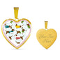 Dachshund Dog Art Print Heart Charm Necklaces