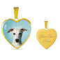 Whippet Dog Print Heart Pendant Luxury Necklace