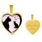 Cat Vector Art Print Heart Charm Necklaces