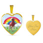 American Paint Horse Print Heart Pendant Luxury Necklace